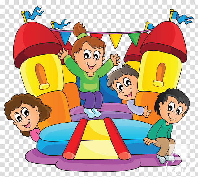 Kids Playing, Inflatable Bouncers, Castle, Cartoon, Sharing, Fun, Child, Toy transparent background PNG clipart
