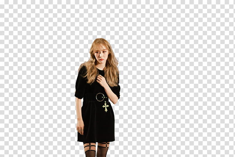 Moonbyul MAMAMOO PAINT ME, woman in black crew-neck half-sleeved mini dress transparent background PNG clipart