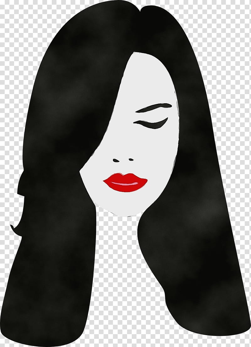 face black black hair lip nose, Watercolor, Paint, Wet Ink, Tshirt, Scarf, Headgear, Neck transparent background PNG clipart