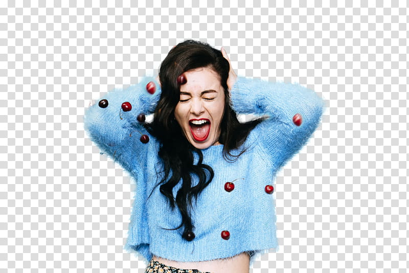 Charli XCX, woman holding her head while opening her mouth transparent background PNG clipart