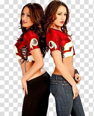 The Bella Twins  , two women in red crop tops standings transparent background PNG clipart