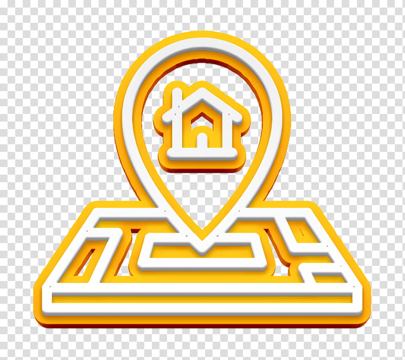 Pin icon Real Estate icon Gps icon, Yellow, Line, Logo, Symbol transparent background PNG clipart