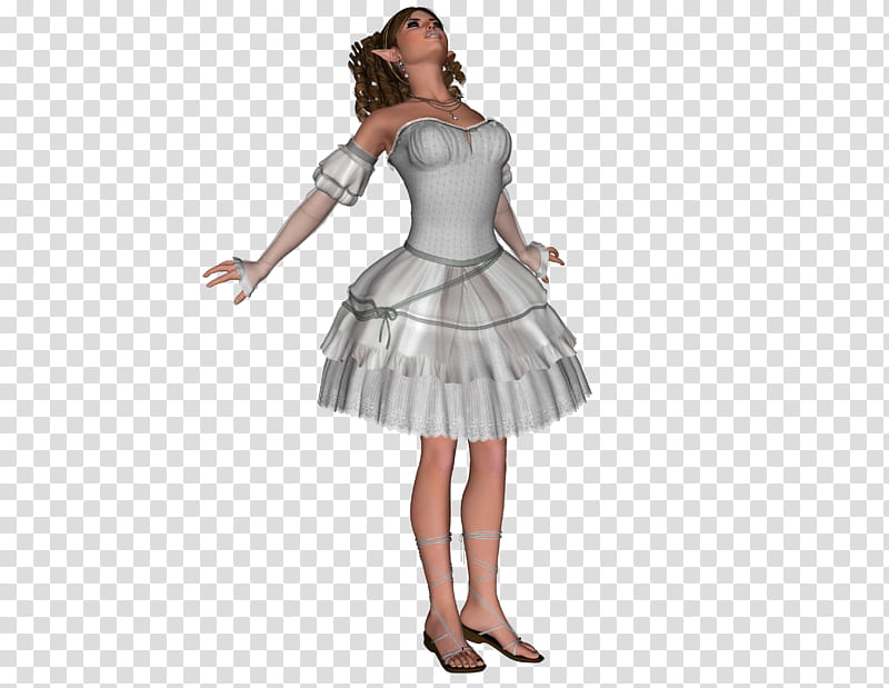 winter fae , woman wearing white strapless dress illustration transparent background PNG clipart