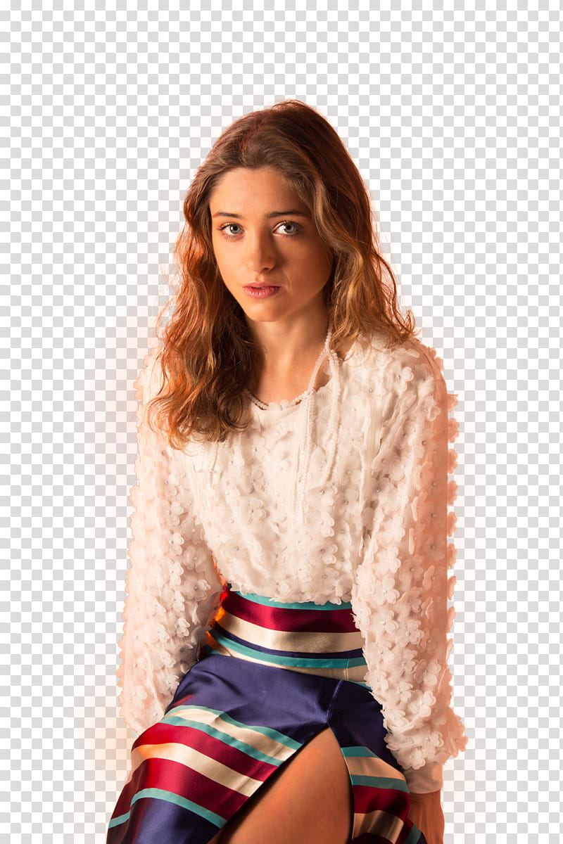 Natalia Dyer, women's white lace long-sleeved top transparent background PNG clipart