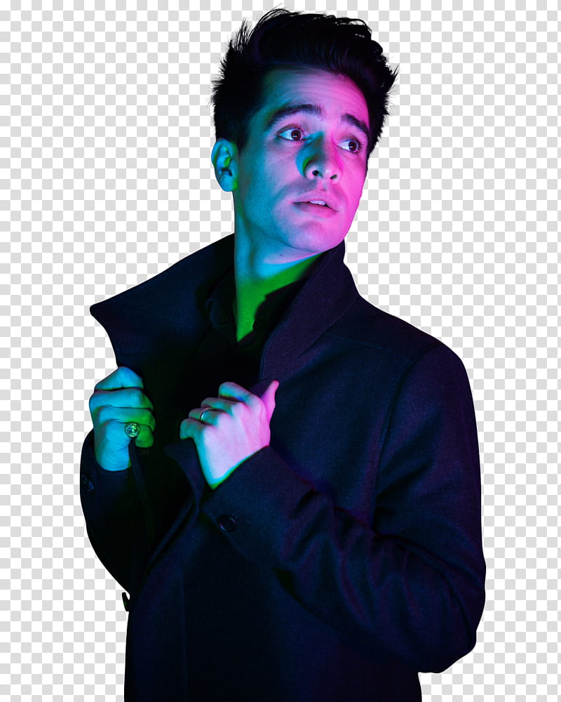 Brendon Urie, man holding his black zip-up jacket transparent background PNG clipart