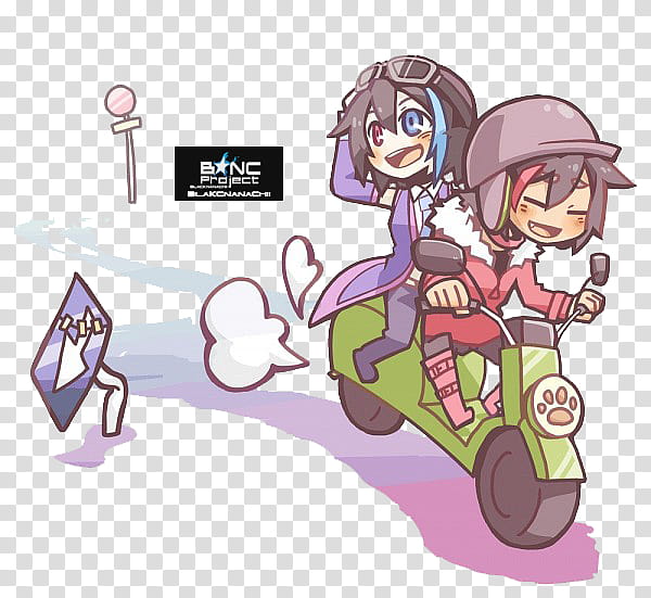 Yokune Ruko and Rook Render, boy and girl riding on motorcycle transparent background PNG clipart