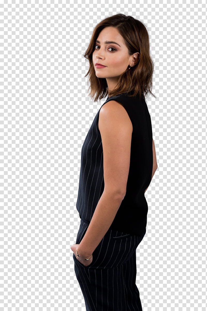 Jenna Coleman, standing woman with her hands in her pockets transparent background PNG clipart