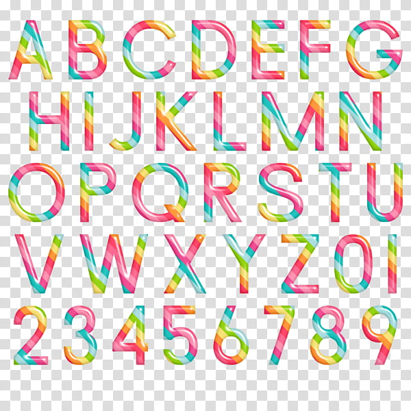 Cartoon Rainbow, Lettering, Calligraphy, Alphabet, Point, Line, Number, Sticker transparent background PNG clipart