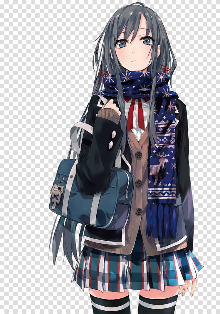 Yukino Yukinoshita Render, gray-haired girl anime transparent background PNG clipart