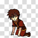 Zuko shimeji, boy wearing brown and red top kneeling transparent background PNG clipart