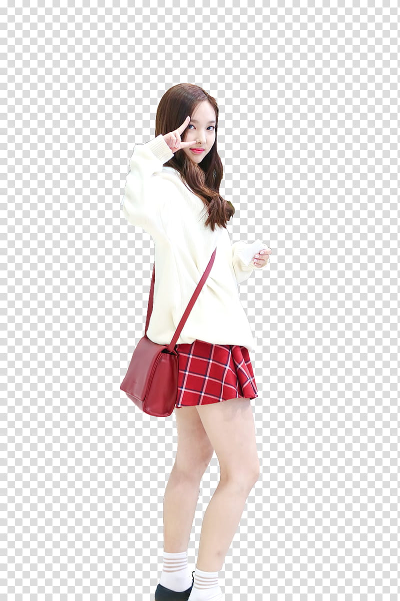 RENDER TWICE NAYEON  s, woman making peace sign transparent background PNG clipart