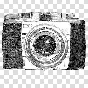 gray Kodak DSLR camera sketch transparent background PNG clipart