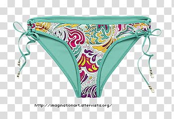 Summer , teal, yellow, and red floral bikini bottoms transparent background PNG clipart