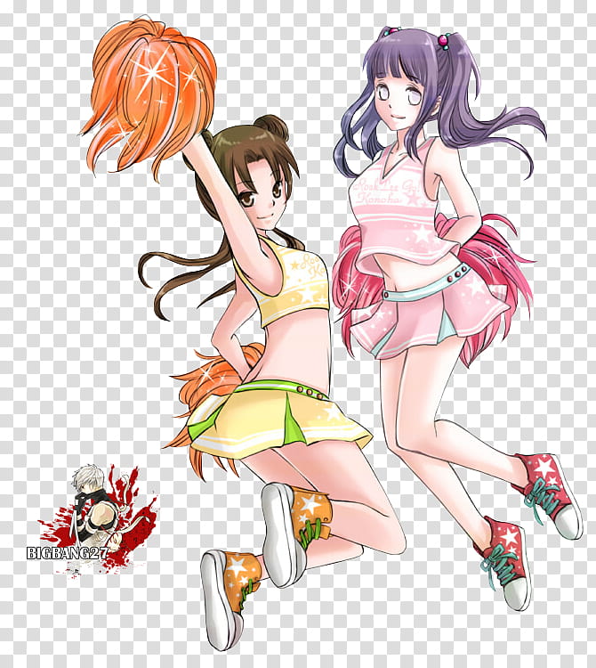 Tenten Hinata Naruto render , two cheerleaders graphic character transparent background PNG clipart