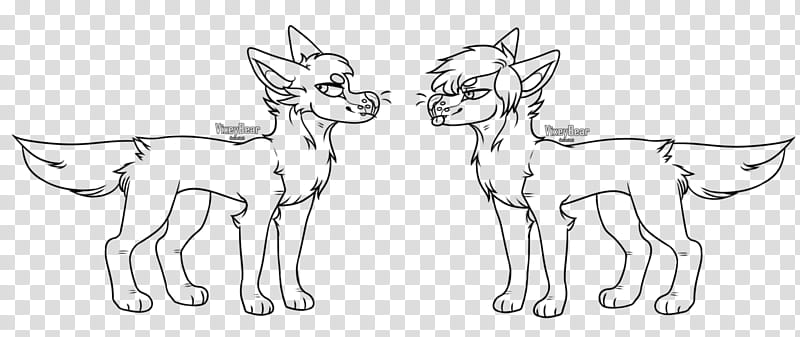 [FU] Canine Lineart, two wolves sketch transparent background PNG clipart