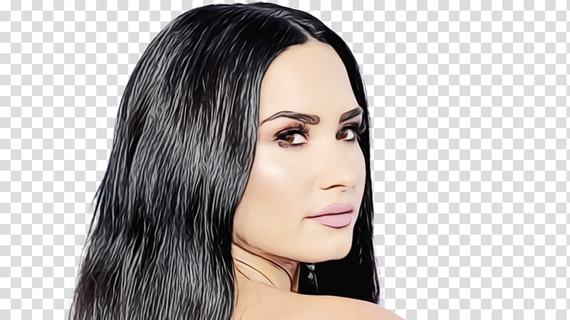 Hair, Demi Lovato, Long Hair, Black Hair, Celebrity, Brown Hair, Advertising, Hair Coloring transparent background PNG clipart