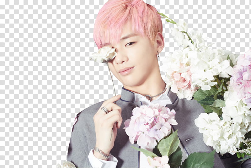 KANG DANIEL WANNA ONE , man holding white flower transparent background PNG clipart