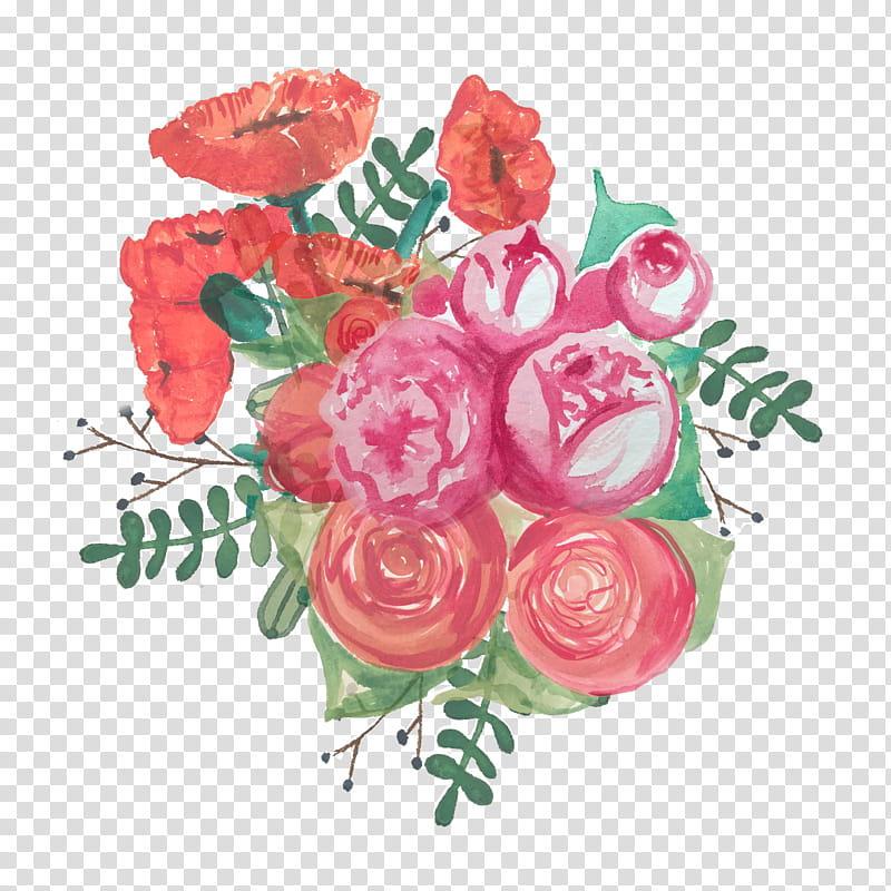 Red Watercolor Flowers, Garden Roses, Floral Design, Flower Bouquet, Peony, Cut Flowers, Painting, Artificial Flower transparent background PNG clipart