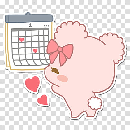 pink cartoon character looking at calendar transparent background PNG clipart