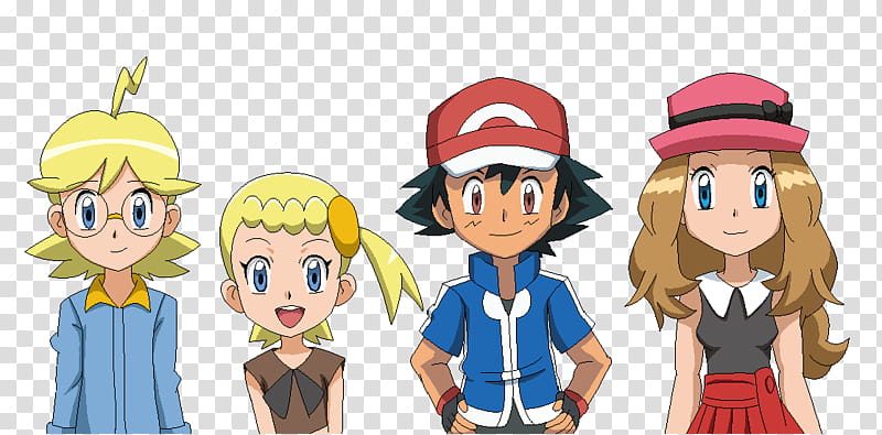 XY anime cast in MSPaint, Pokemon characters transparent background PNG clipart