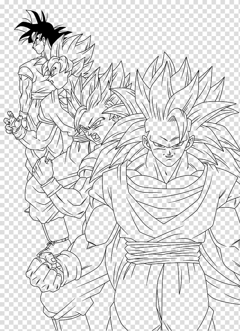 Kakarott Lineart, Son Goku Super Saiyan evolution sketch transparent background PNG clipart