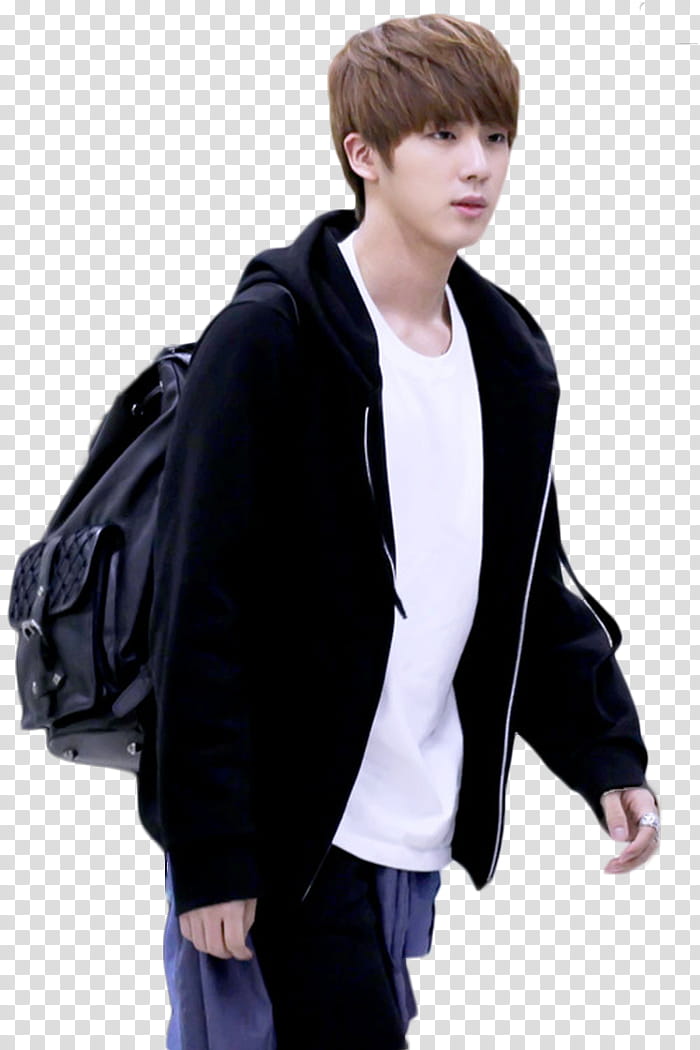 Jin Bts Man Wearing White Shirt And Black Jacket With Back