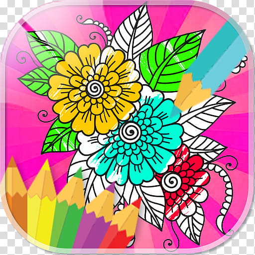 Flowers Floral Design Coloring Pages Flowers Mandala Coloring Book Coloring Book Animals For Kids Cut Flowers Blume Game Transparent Background Png Clipart Hiclipart
