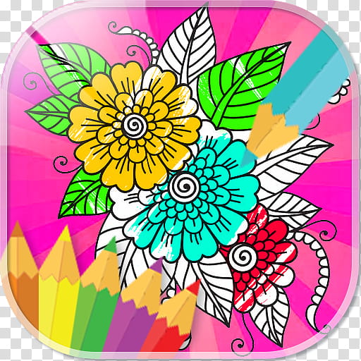 Flowers, Floral Design, Coloring Pages, Flowers Mandala Coloring Book, Coloring Book Animals For Kids, Cut Flowers, Blume, Game transparent background PNG clipart