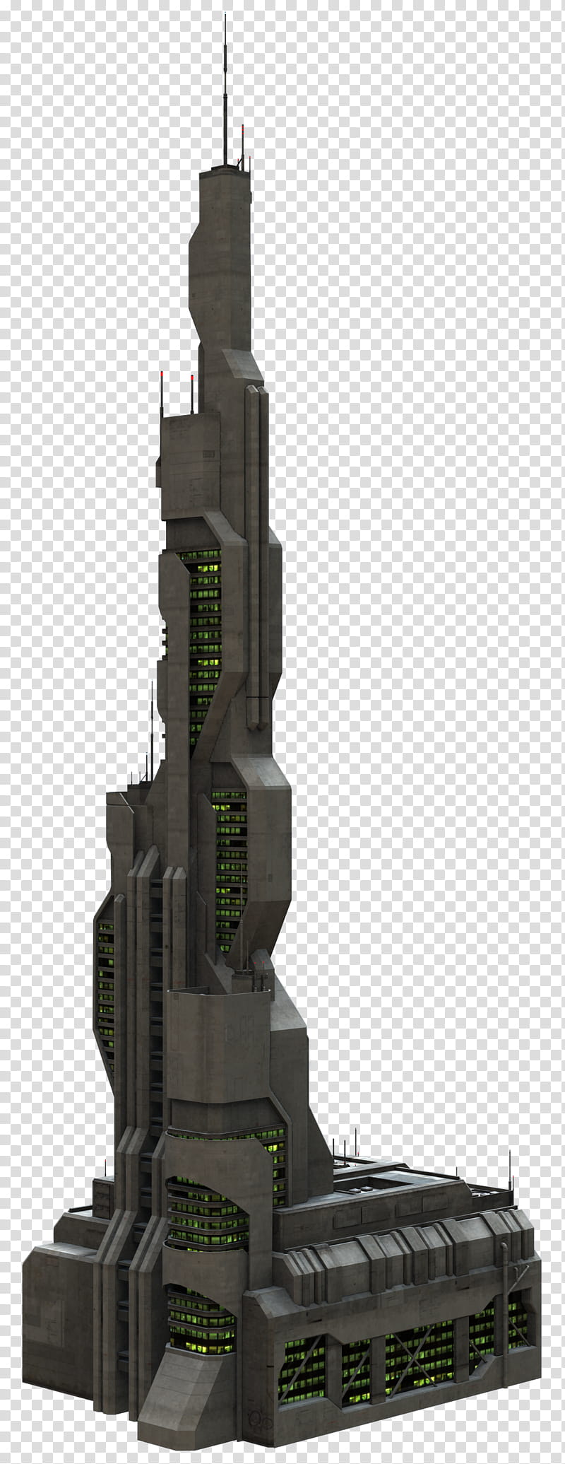 Scifi Building Series, gray tower illustration transparent background PNG clipart