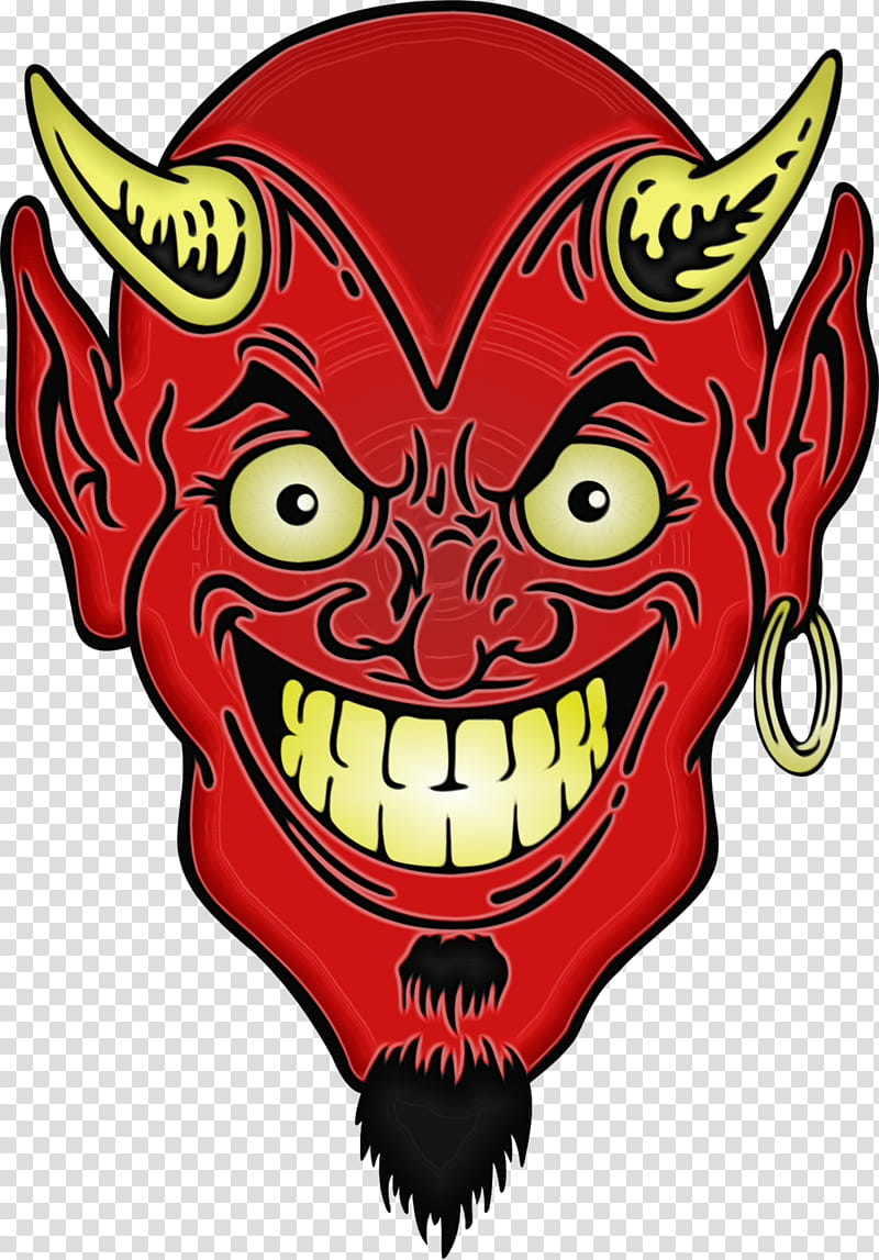 Tooth, Watercolor, Paint, Wet Ink, Devil, Demon, Satan, Angel transparent background PNG clipart