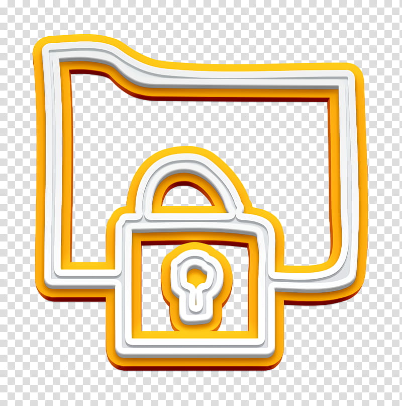 folder icon locked icon secret icon, Security Icon, Yellow, Line, Symbol, Rectangle transparent background PNG clipart