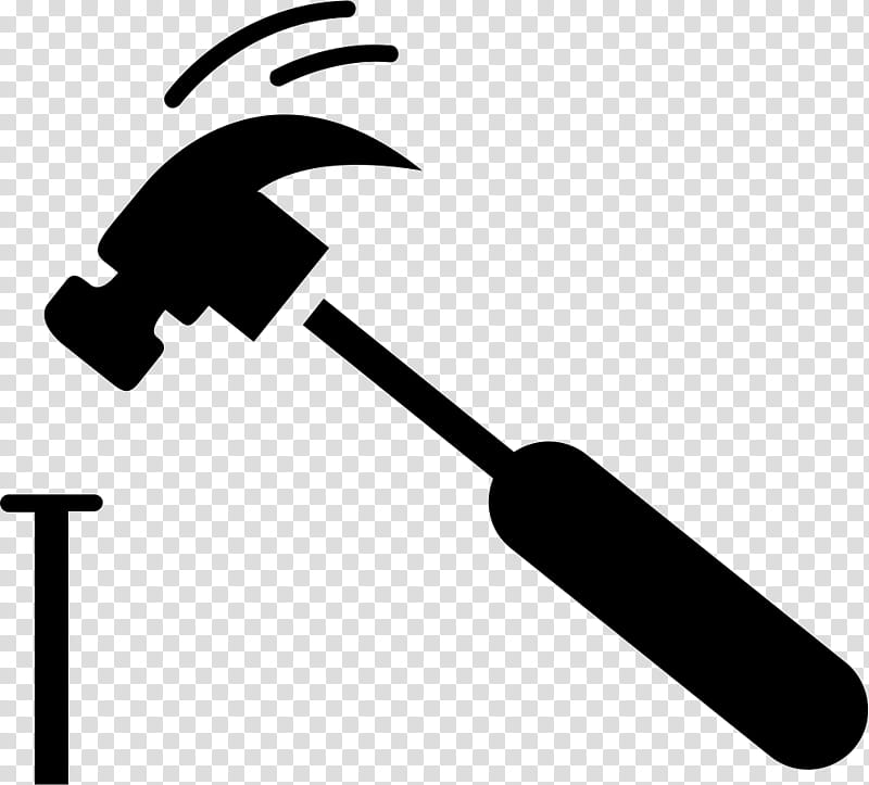 Hammer, Tool, Nail, Black And White
, Line, Angle, Silhouette transparent background PNG clipart