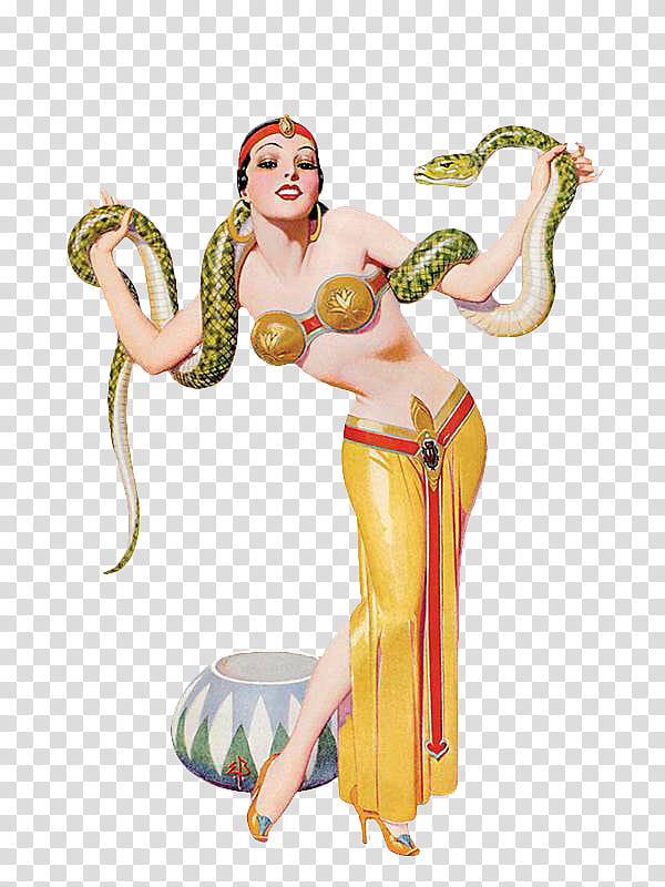 Playful Girls s, woman with green snake painting transparent background PNG clipart