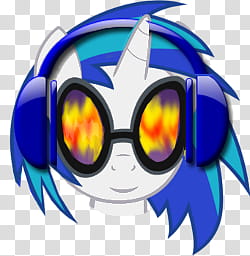 All icons in mac and ico PC formats, music, audacity, vinyl scratch, blue and green My Little Pony wearing headset transparent background PNG clipart
