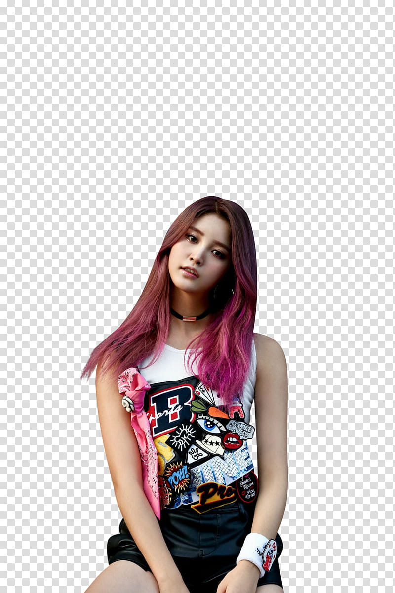 EXID, woman wearing white, black, and red sleeveless top transparent background PNG clipart