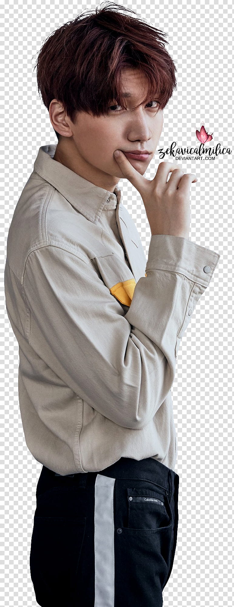 VIXX DAZED, man wearing gray dress shirt and black bottoms transparent background PNG clipart