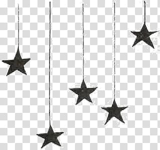 five black star hanging decors transparent background PNG clipart