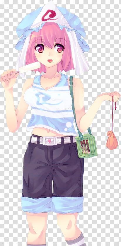 Kawaii Summer Render , pink-haired anime girl art transparent background PNG clipart