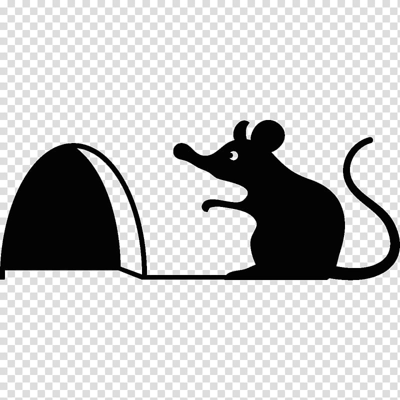 Mouse, Computer Mouse, Wall Decal, Silhouette, Sticker, Rat, Black, Black And White transparent background PNG clipart