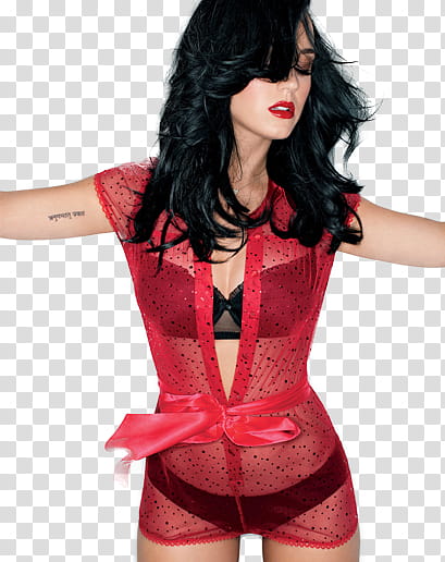  Katy Perry, woman in red chemise transparent background PNG clipart