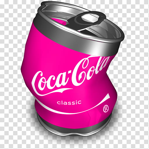 Icons, Coca-Cola, pink Coca-Cola Classic tin can transparent background PNG clipart