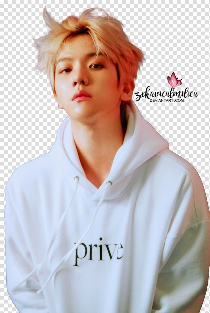 EXO Baekhyun Lined, man wearing white pullover hoodie transparent background PNG clipart