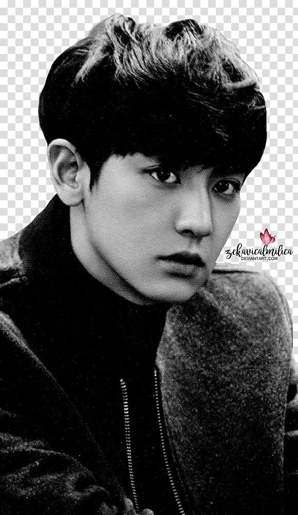 Chanyeol  Season Greetings, greyscale graphy of man wearing coat transparent background PNG clipart