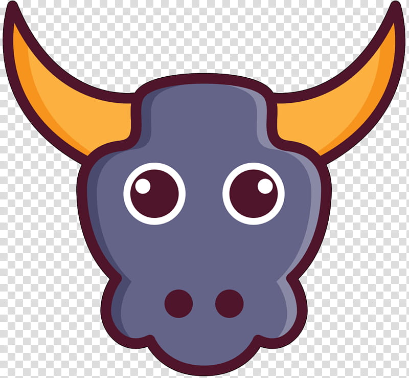 Snout, Cattle, Whiskers, Purple, Character, Cartoon, Violet, Horn transparent background PNG clipart