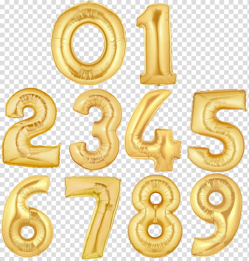 gold numbers - balloons transparent background PNG clipart