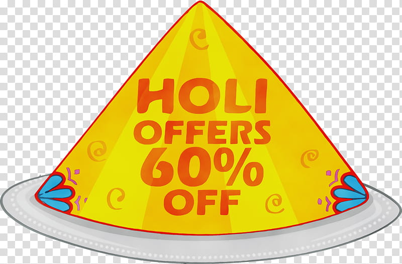 Party hat, Holi Sale, Holi Offer, Happy Holi, Watercolor, Paint, Wet Ink, Cone transparent background PNG clipart