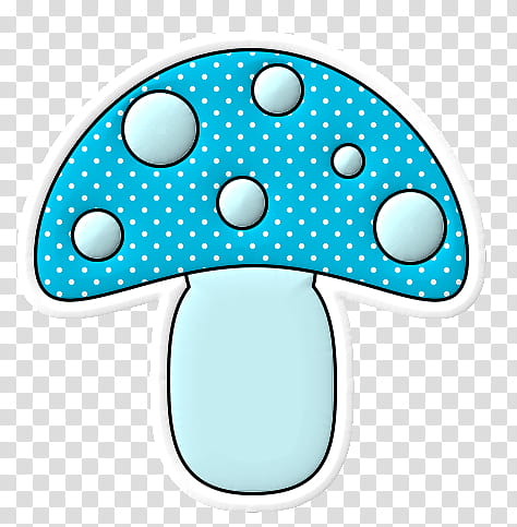 Mushroom, teal and white polka-dotted mushroom illustration transparent background PNG clipart