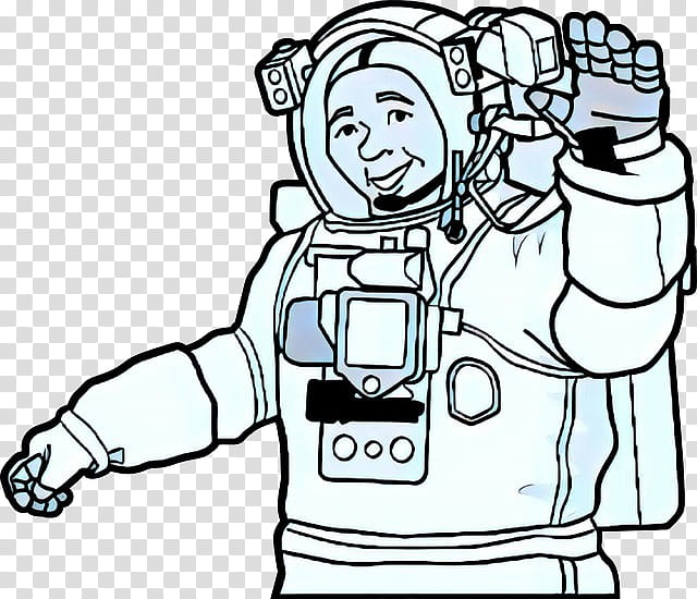 Astronaut, Space Suit, Astronaut, Drawing, Line Art, White, Cartoon, Finger transparent background PNG clipart