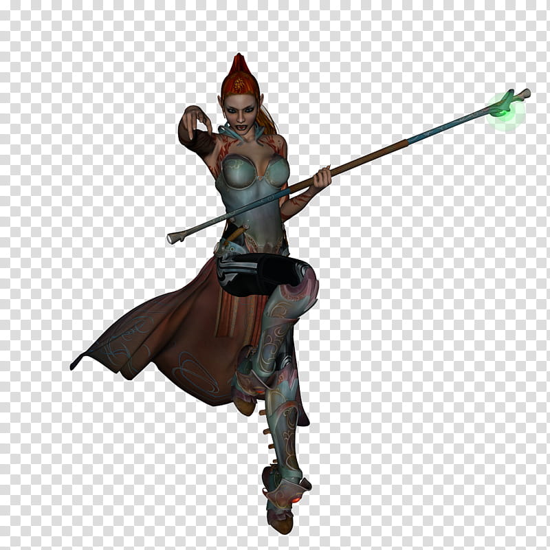 Elf warrior set , woman character holding stick transparent background PNG clipart