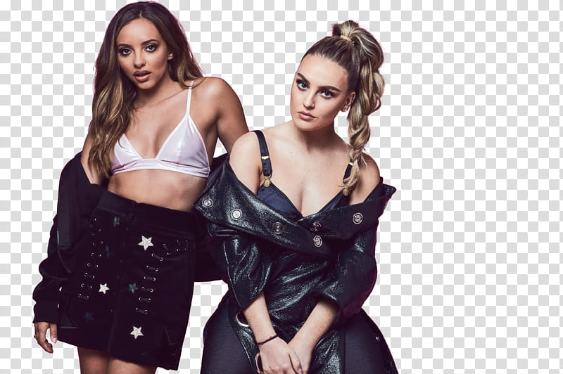 Little Mix, two celebrity actress wearing black tops transparent background PNG clipart